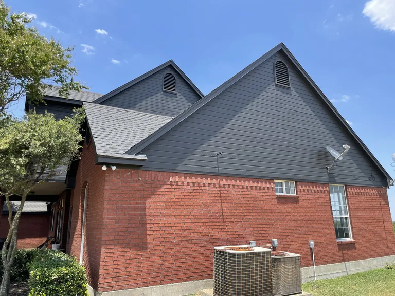 Charcoal gable siding