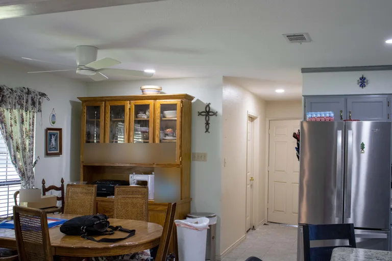 Dining room ceiling after popcorn removal